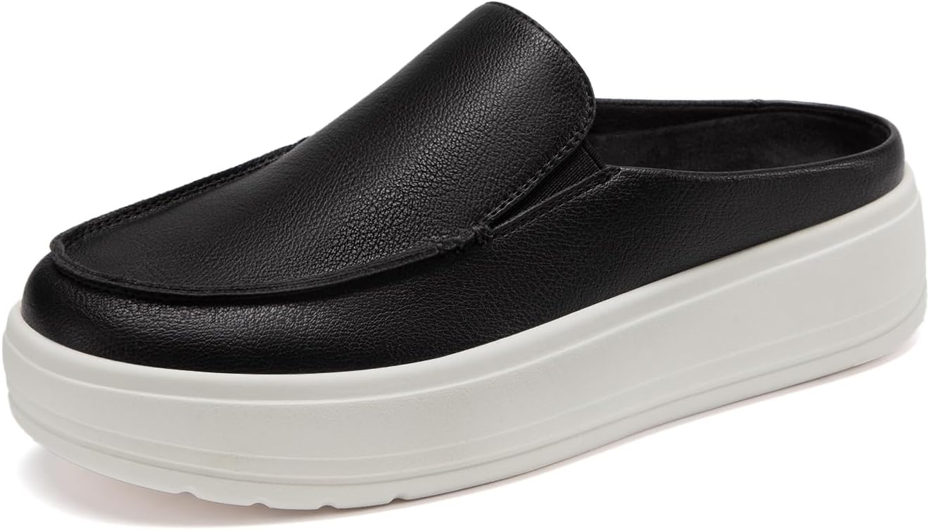 Women's Slip On Platform Mule Shoes Comfortable Memory Foam Lightweight Round Toe Clogs for Work Walking