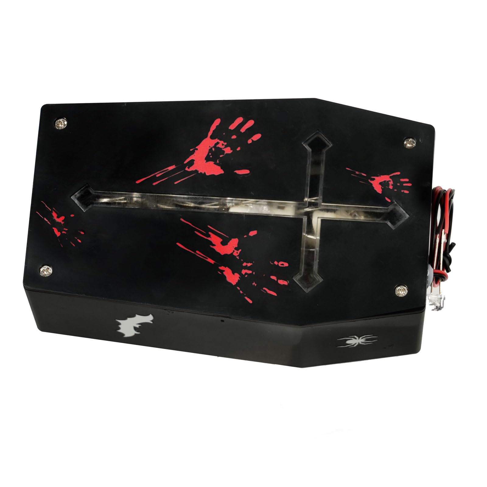 Msioytog Eerie Halloween Celebration Accessory Unique Halloween Coffin with Sound Control and 7 Color Lights for Haunting Scene Coffin Box