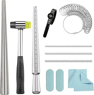 Ring Sizer Measuring Tool Ring Mandrel Metal Ring Sizing Kit Ring Size Measurer Ring Shaper to Fix Bent Rings Reshaper Tool Women Mens Ring Sizers Fixer Repair Kit Jewelry Mandrel and Mallet
