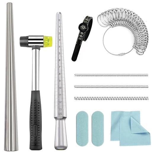 How to Choose the Right Wire for Your Jewelry Projects Ring Sizer Measuring Tool Ring Mandrel Metal Ring Sizing Kit Ring Size Measurer Ring Shaper to Fix Bent Rings Reshaper Tool Women Mens Ring Sizers Fixer Repair Kit Jewelry Mandrel and Mallet