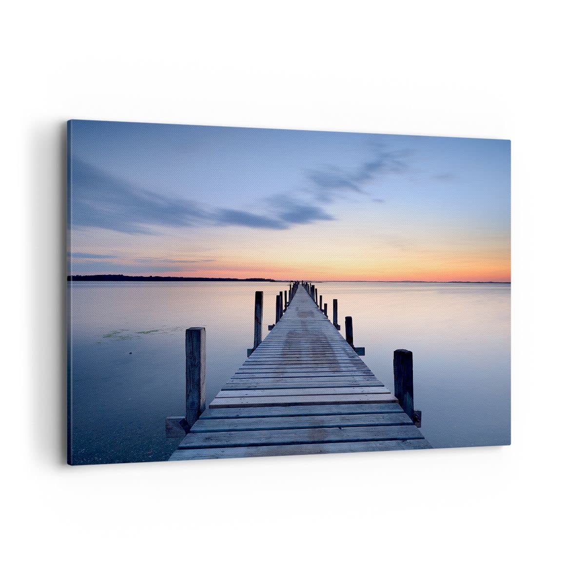 Lienzos decorativos 100x70cm Cuadro Sobre Lienzo Moderno Puesta del sol lago agua puente Grande Dormitorio Cocina Cuadros Pared Imágenes Cuadros Decoracion Salon Wall Art Prints Decor AA100x70-2508