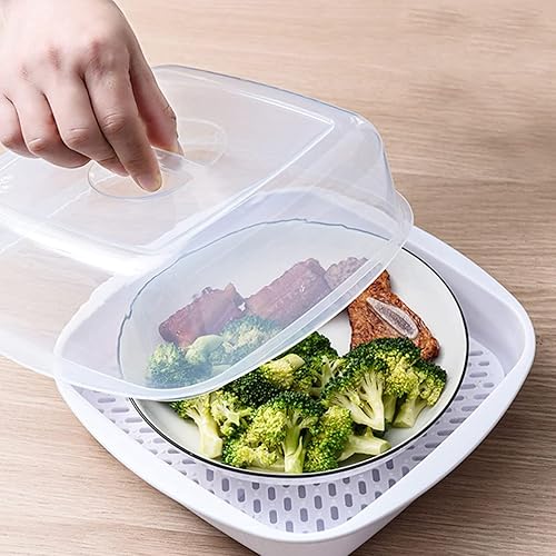 Miniatura 2 de OSALADI Utensilios de cocina para microondas, vaporizador de pescado, vaporizador de verduras, olla de vapor, recipiente de vapor con colador