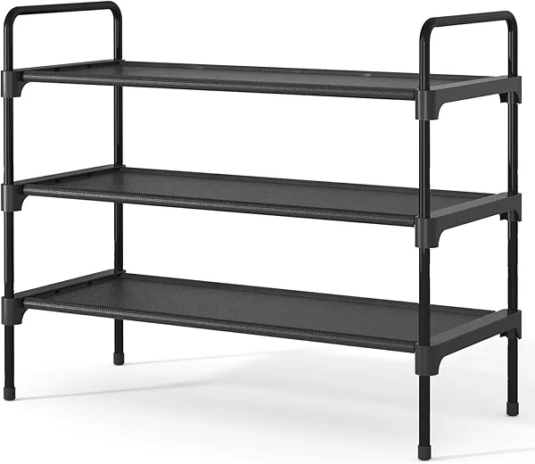 Kitsure Shoe Rack for Closet, Sturdy Shoe Storage for Entryway, Space-Saving Shoe Rack Small and Shoe Shelf, 27.6" Wide, Black