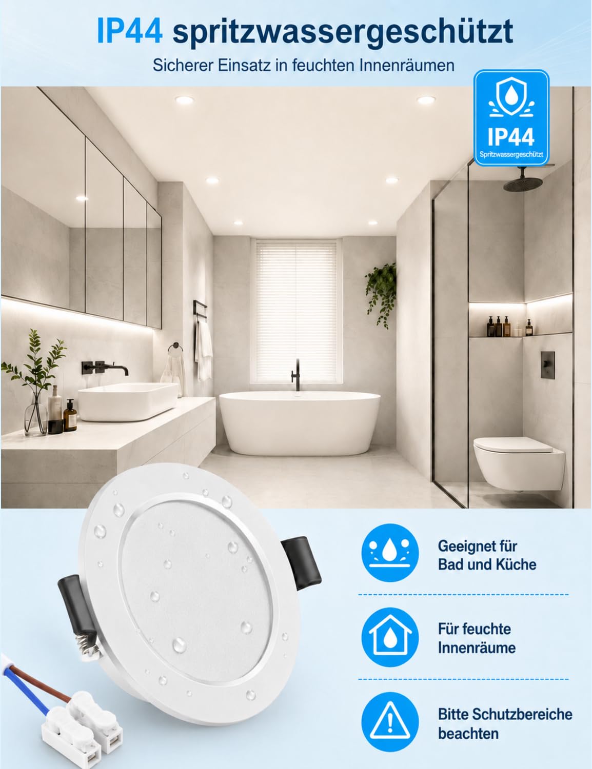 20er LED Einbaustrahler 230V Neutralweiß, 68-80mm Lochmaß