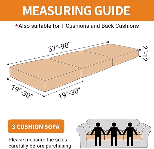 Miniatura 2 de YEMYHOM Fundas de cojín individuales elásticas para sofá, fundas de cojín suaves de repuesto con patrón de rayas, protector de muebles con parte