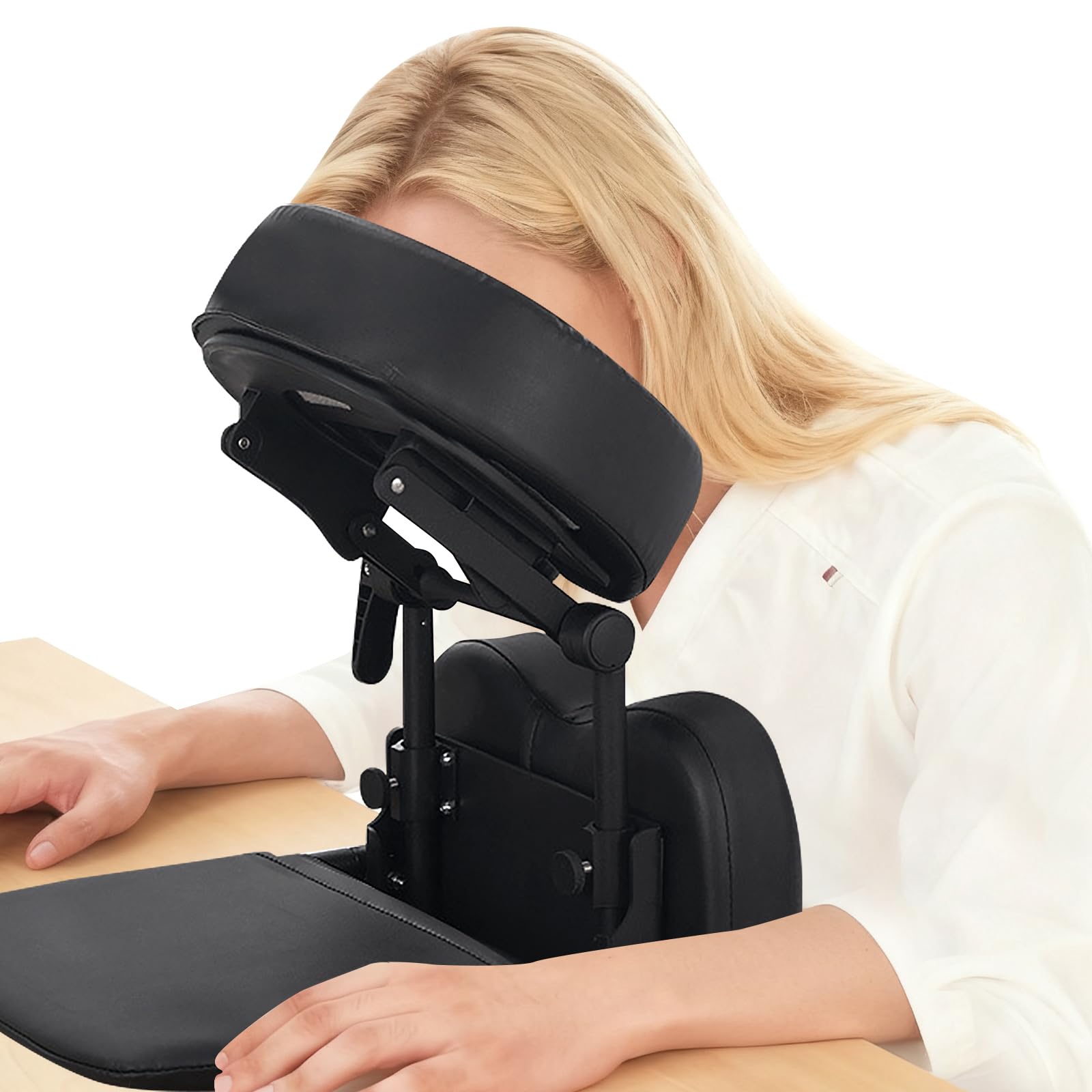 TOROKOM Massage Portable Face Down Massage Kit for Desk and Table Top, Adjustable Headrest Face Pillow Cradle & Chest Pad, Black