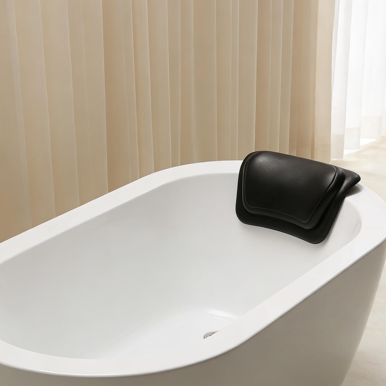 Healeved Cuscino da Bagno con Ventose in Pu, Poggiatesta Ergonomico Lavabile ad Asciugatura Rapida, per Spa e Home Spa