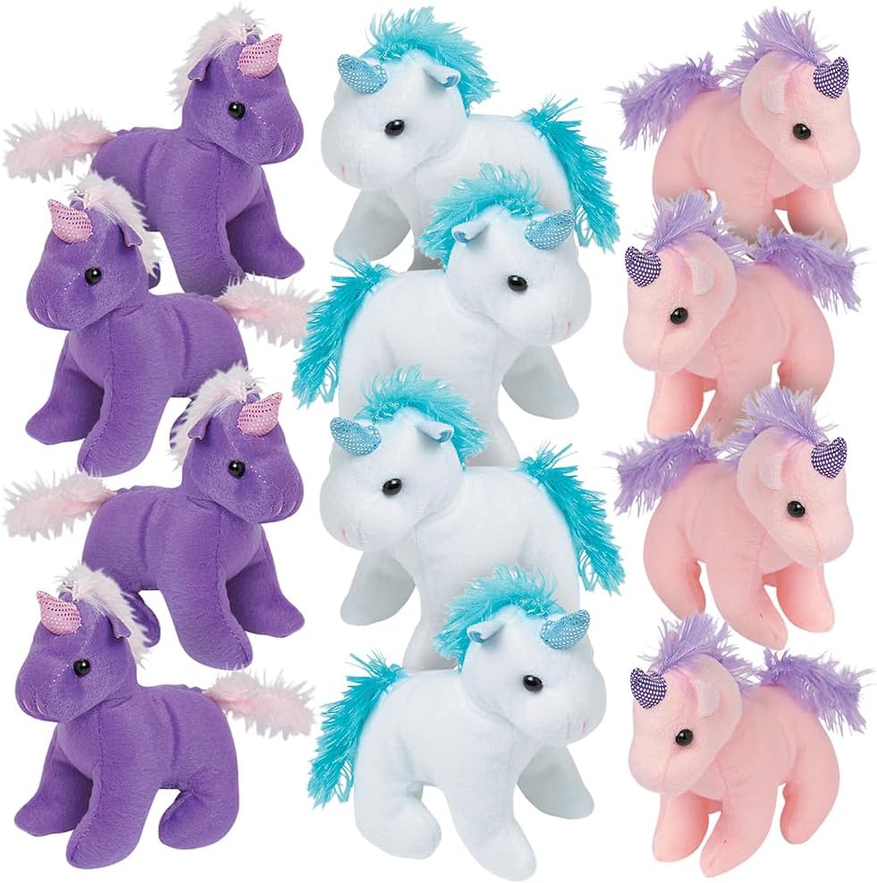 Fun Express Fantasy Stuffed Unicorns - 12 Pieces