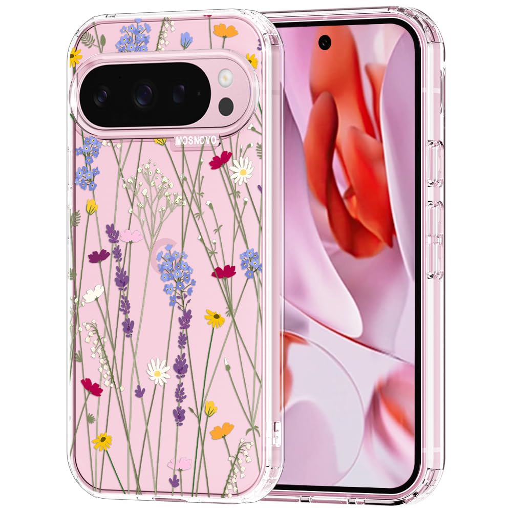 MOSNOVO Case for Google Pixel 9 & Pixel 9 Pro, [Buffertech 6.6ft Military-Grade Drop Protection] [Anti Peel Off Tech] Clear TPU Bumper Phone Case Cover Design - Great Wave — view 117