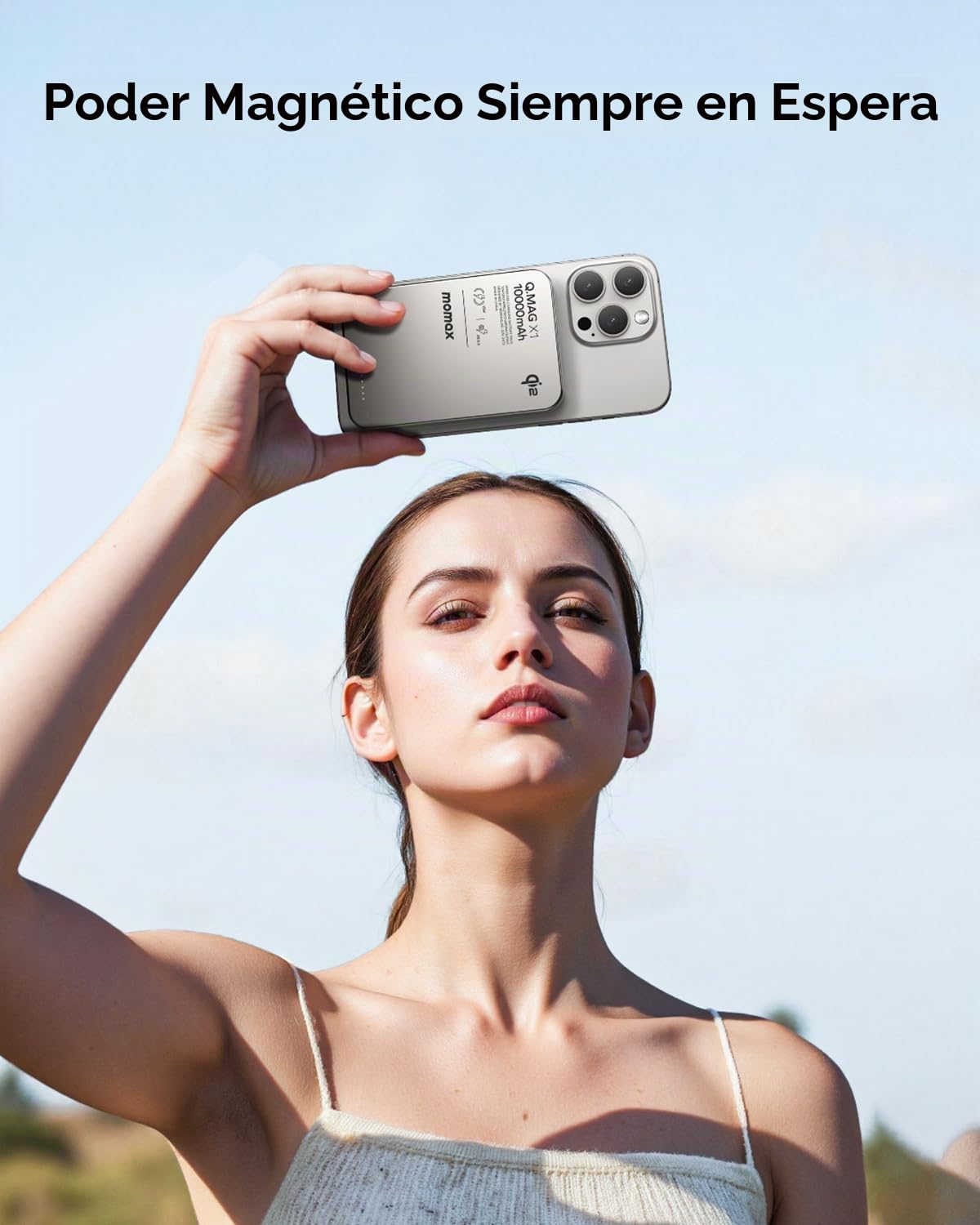 MOMAX Qi2 Powerbank Magnético, 10000mAh Carga rápida Ultra-Fino Cargador Externo magnético, 15W Carga inalámbrica para iPhone MagSafe & Android, Portátil Ligero, Titanio
