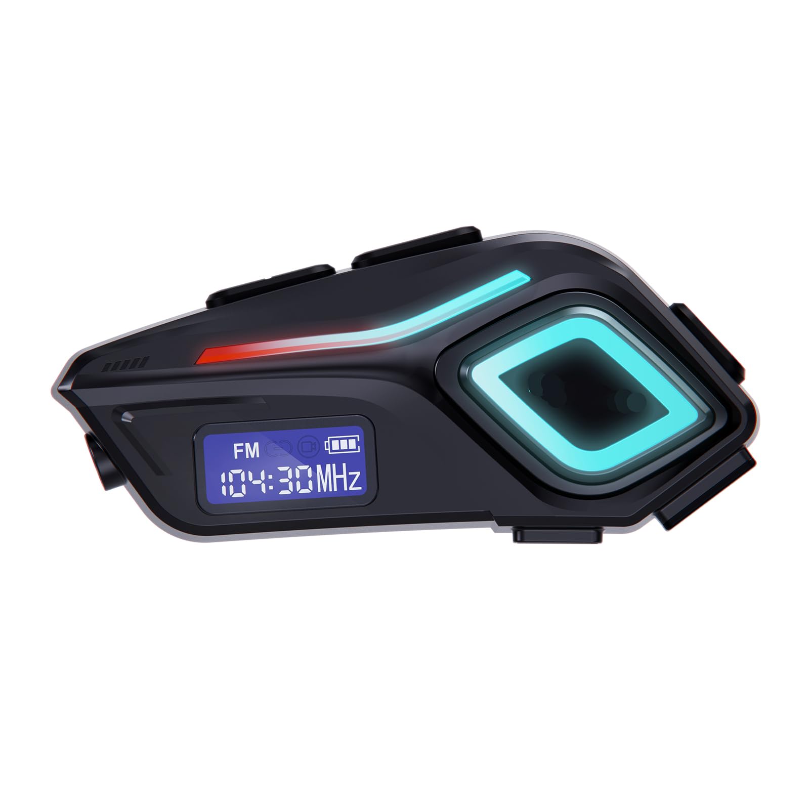 Docooler BT5.4 - Cuffie per casco da moto con radio FM, cuffie per moto con luce flashlight/ambiente, IP65, impermeabile, microfono per cancellazione del rumore, assistente vocale, digitale LCD