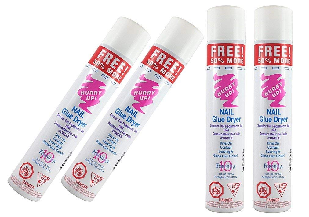 4 X Nail Glue Spray Dryer Drys On Contact Leaving A Glass Like Finish 10 Formula | Size 7.2 fl oz