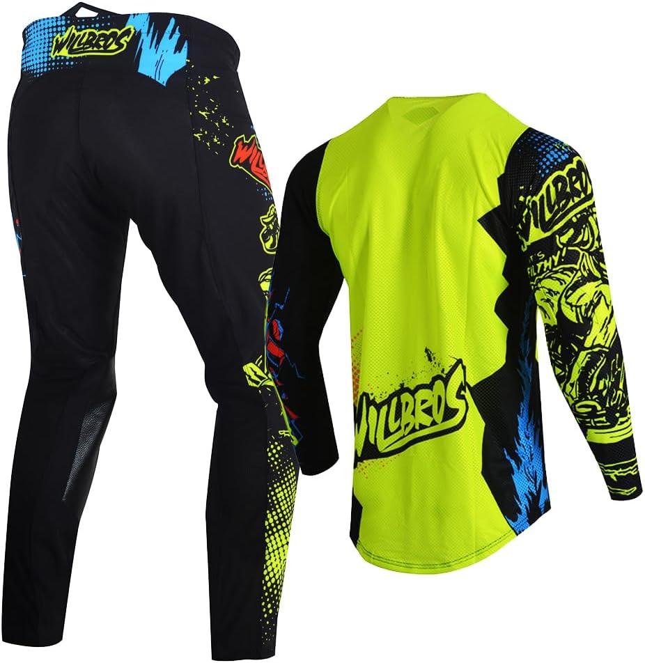 Youth Motocross Pant and Jersey Combo Moto Gear Set for Kids Children MX Offroad Racing ATV Sports Motorcycle Suit