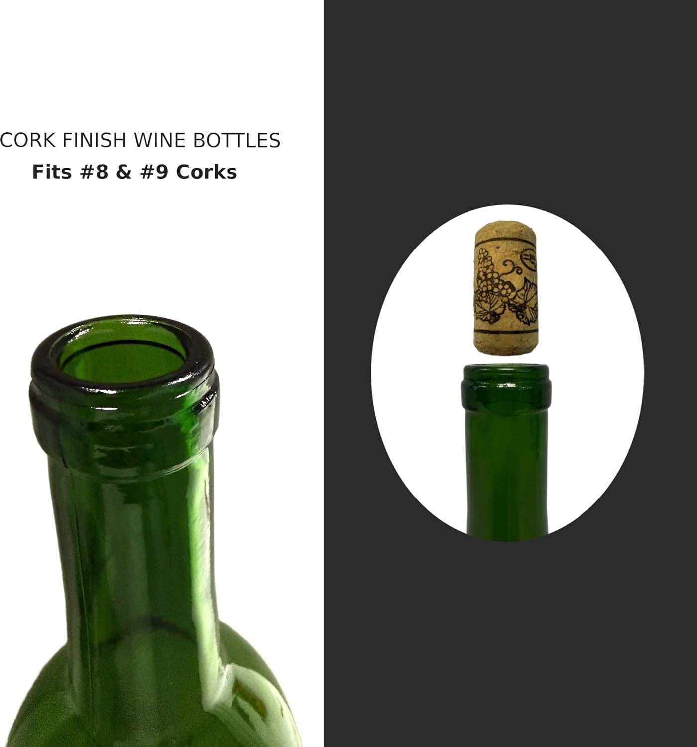 North Mountain Supply 750ml Glass Bordeaux Wine Bottle Flat-Bottomed Cork Finish - 48 Bottles (4 Cases of 12) - Champagne Green