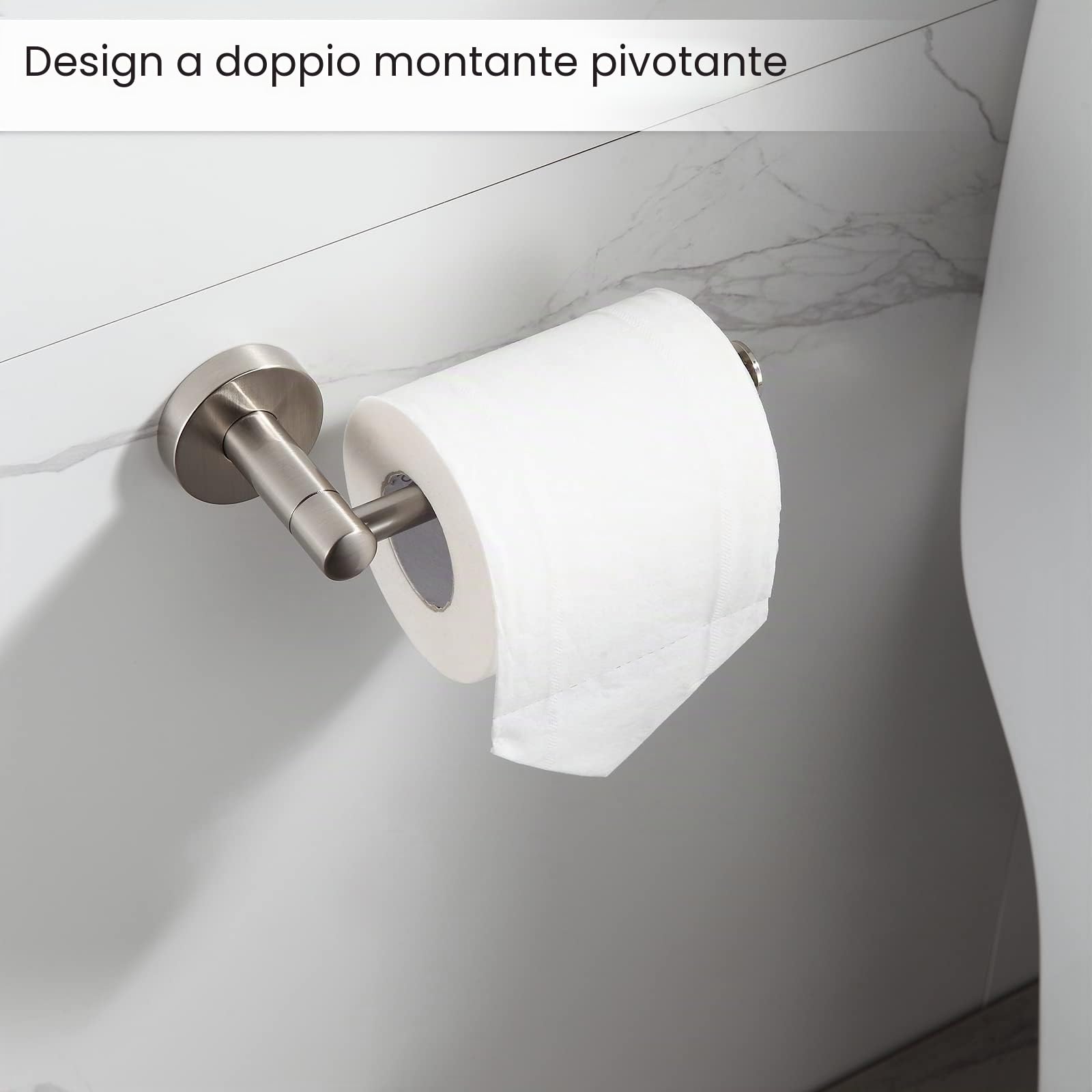 BGL Set di accessori per il bagno in nichel spazzolato, set di accessori da bagno, 8 pezzi