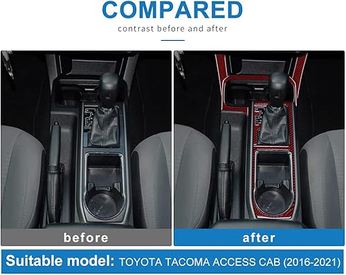 Miniatura 10 de AIRSPEED Adhesivo de fibra de carbono para panel de palanca de cambios de automóvil, ajuste interior, compatible con accesorios Toyota Tacoma