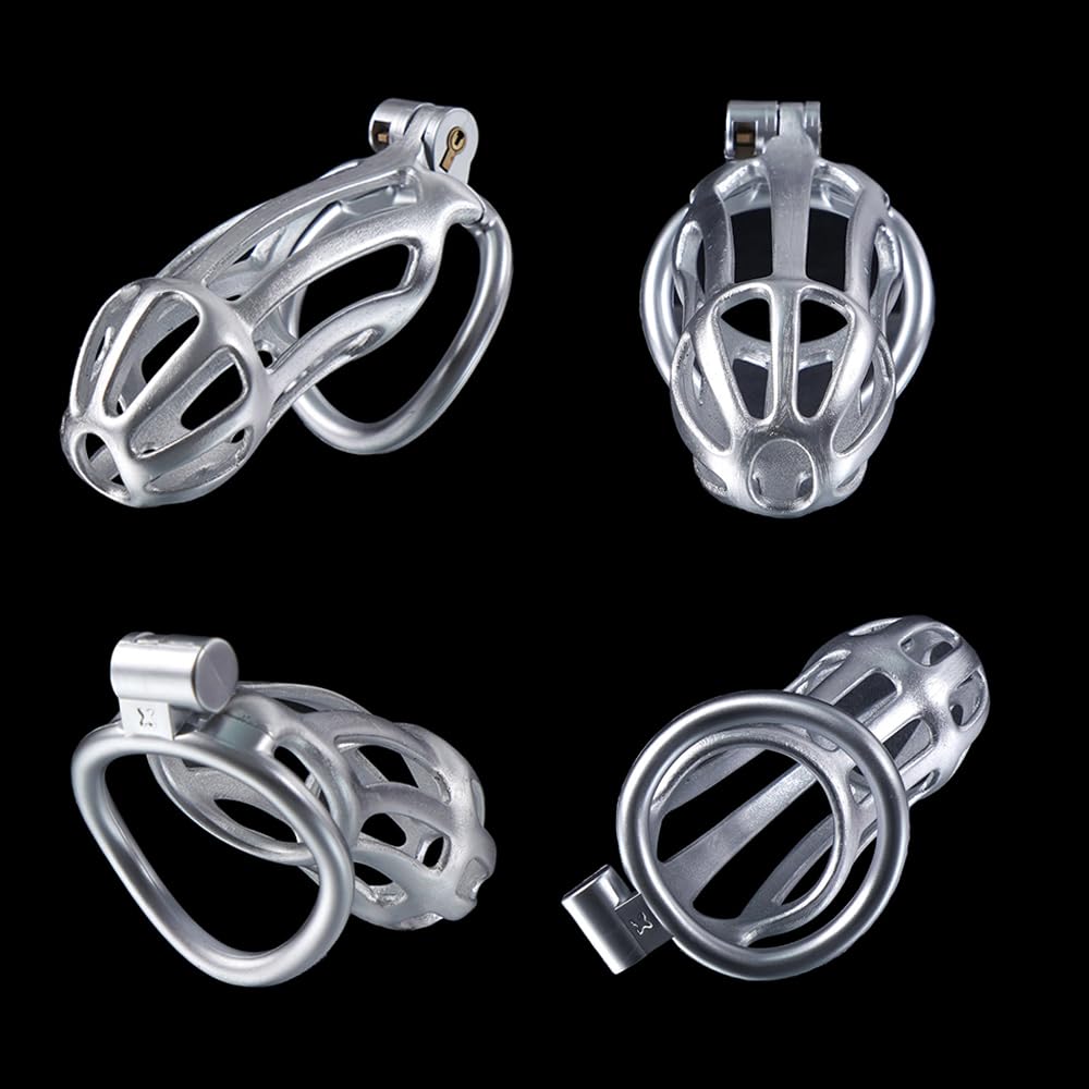 Penies Käfig mit 4 Bogenring Fesseln Peniskäfig Belüftung Bondage Set Keuschheitskäfig Herren Sex Spielzeug Männer Cockcage Cock Cage Belt Penis Cage Chastity Cage Male Keuschheitsgürtel