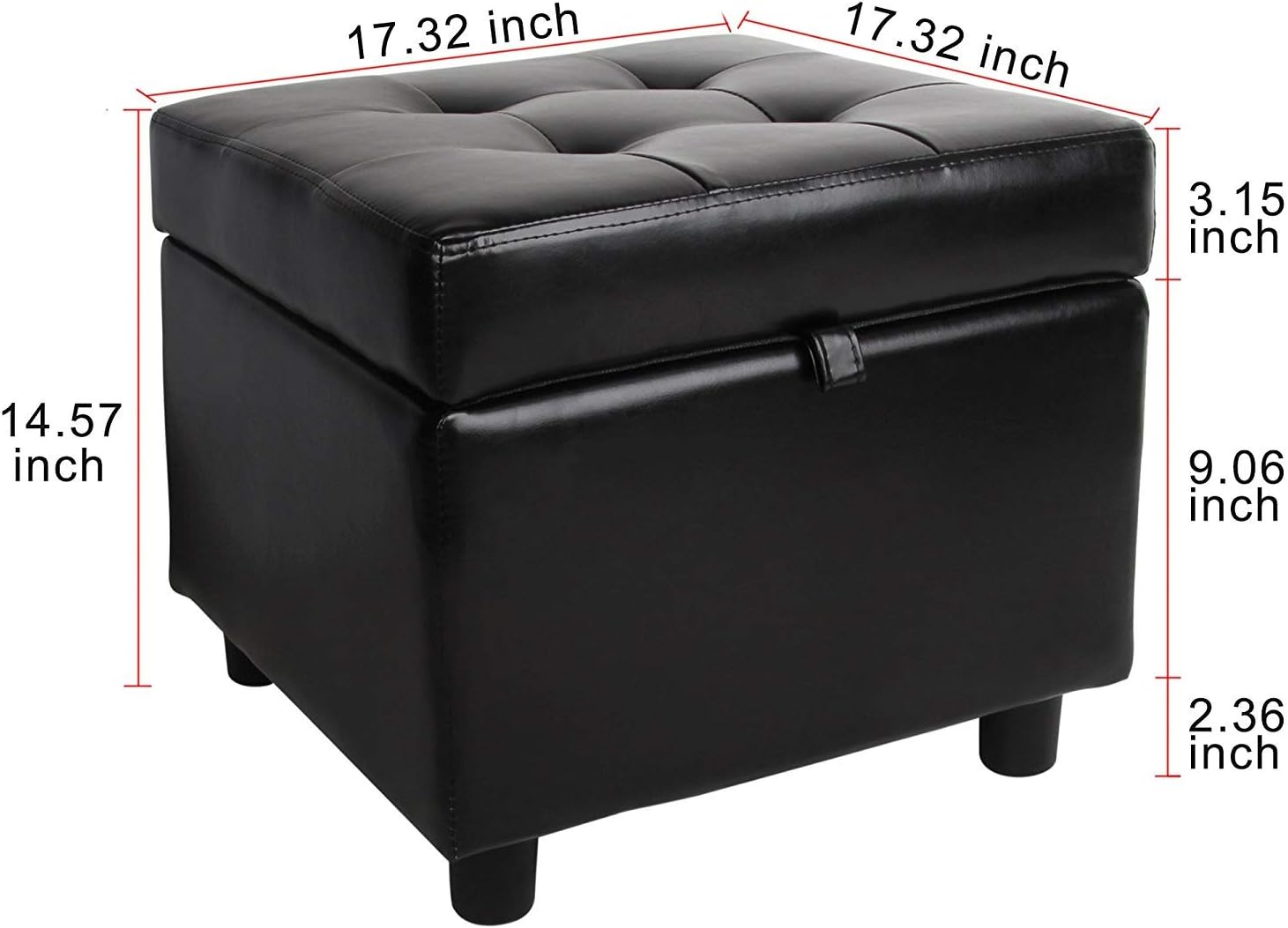 Buy H&B Luxuries Tufted Leather Square Flip Top Storage Ottoman Cube