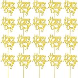 Trounistro 20 Pack Mother's day Cake Topper Acrylic Happy Mother's Day Cupcake Topper for Happy Birt