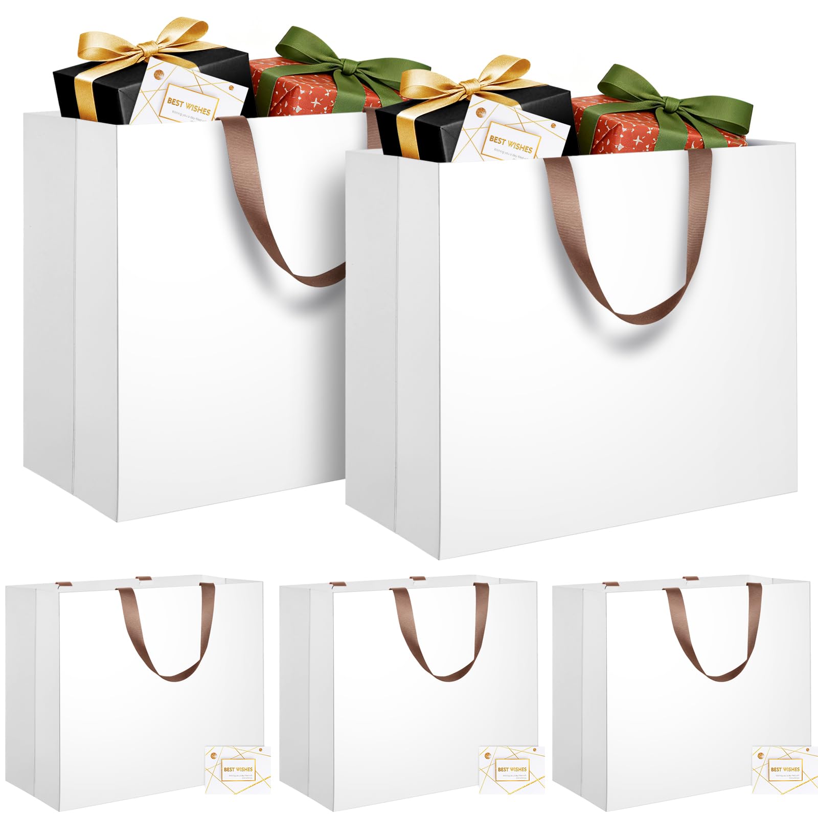 LVNRIDS 5 Pack Extra Large Gift Bags White, Luxury XL Gift Bag with Handle 43 x 13 x 32 cm, Extra Large Gift Bags with Cards for Presents Wedding Birthday Party Christmas Valentine Mall