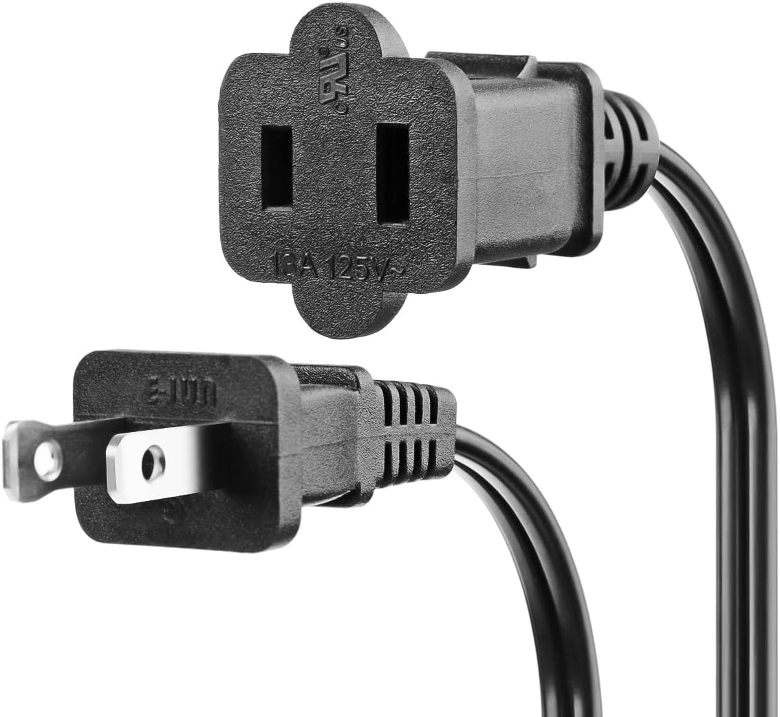 US AC Power Extension Cable Cord 2-Prong Polarized Male to Female Extension Cord for NEMA 1-15P to NEMA 1-15R (6 FT)