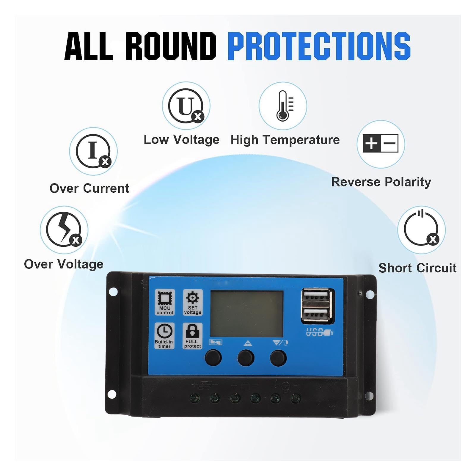 Kit de Panel Solar 300W DC 12V 24V 50A IP67 Panel Solar Impermeable de Alta Eficiencia y Mando de Cargador Solar para RV