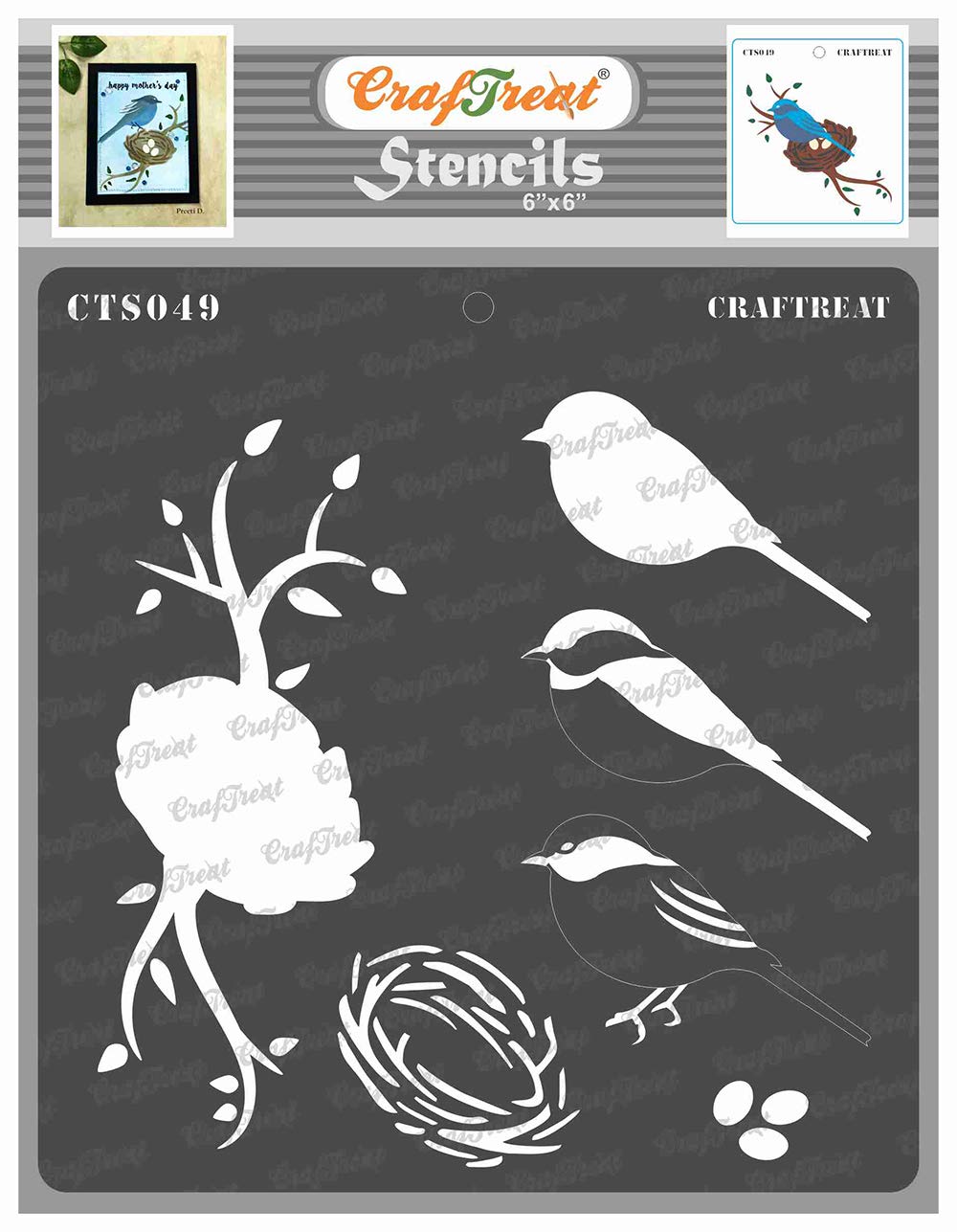Amazon.com : CrafTreat Layered Bird and Nest Stencils for Painting on Wood,  Canvas, Paper, Fabric, Floor, Wall and Tile - Bird and Nest - 6x6 Inches -  Reusable DIY Art and Craft