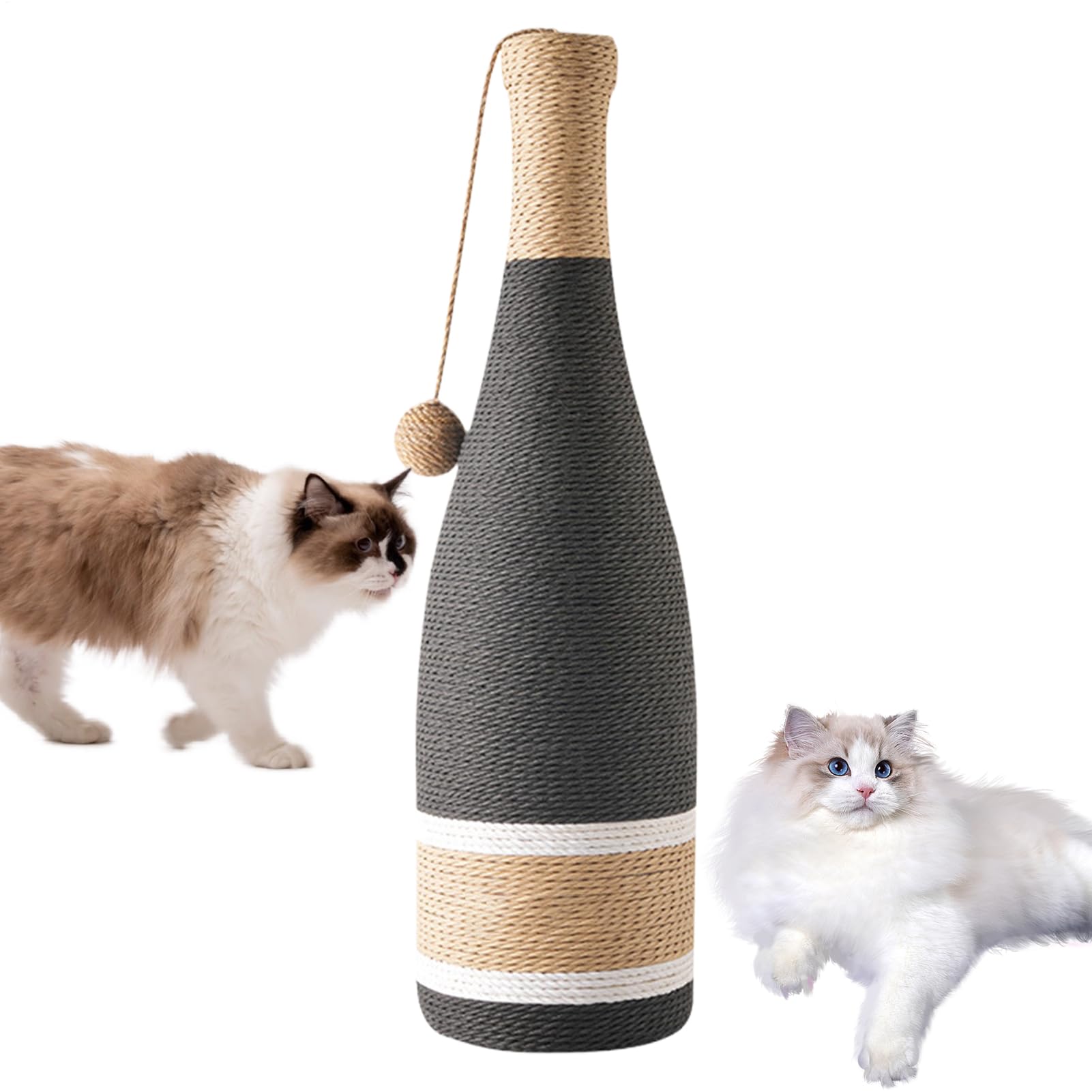 Correo de arañazos, Poste de rascado de Gato con Bola interactiva, diseño de Botella de Vino, Juguete Interactivo Multifuncional Resistente a los arañazos para el vehículo doméstico