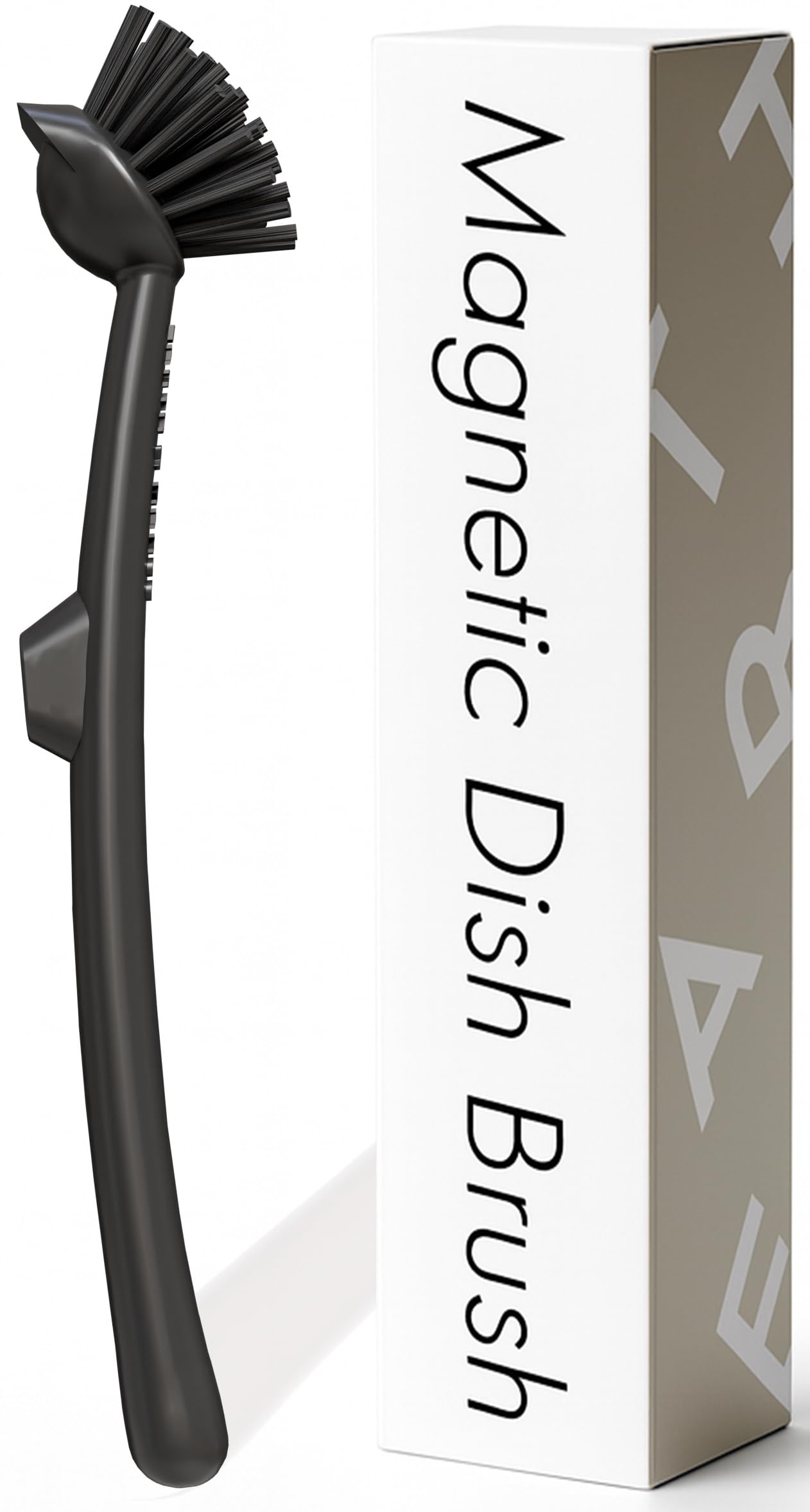 Earth & Mango Magnetic Dish Brush – Dish Scrubber with Built-in Scraper – Snaps to Sink, Dries Fast, Declutters Your Counter (Onyx Black)