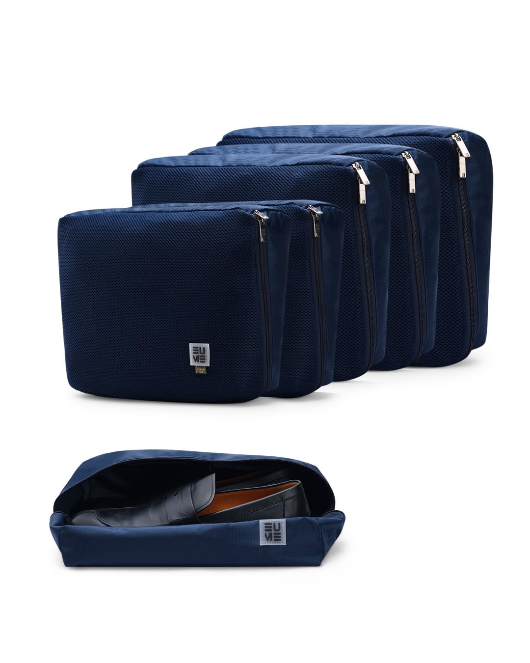 EUME Set of 6 Storage Pods - Travel Organiser Pouch| Durable Fits Into Pocket Cloth Organizer for Storage | Shoe Bag, Toiletry Bag for Men & Women | Spacious Organiser Bags for Clothes | Navy Blue-image-6