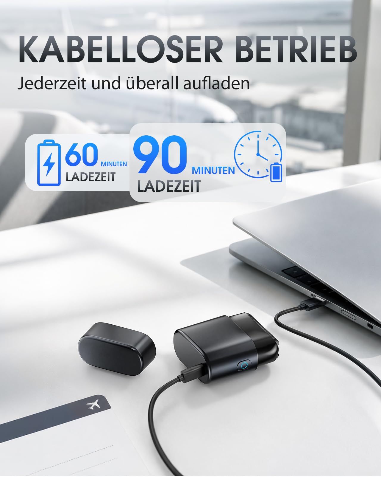Haokoo Elektrorasierer Herren – Mini Taschenformat Reise Rasierer | 0,05 mm Folienrasierer für sanfte Rasur, IPX7-wasserdicht, 90 Min. Akku, selbststehend, USB-C-Ladung für Büro, Reise & Alltag