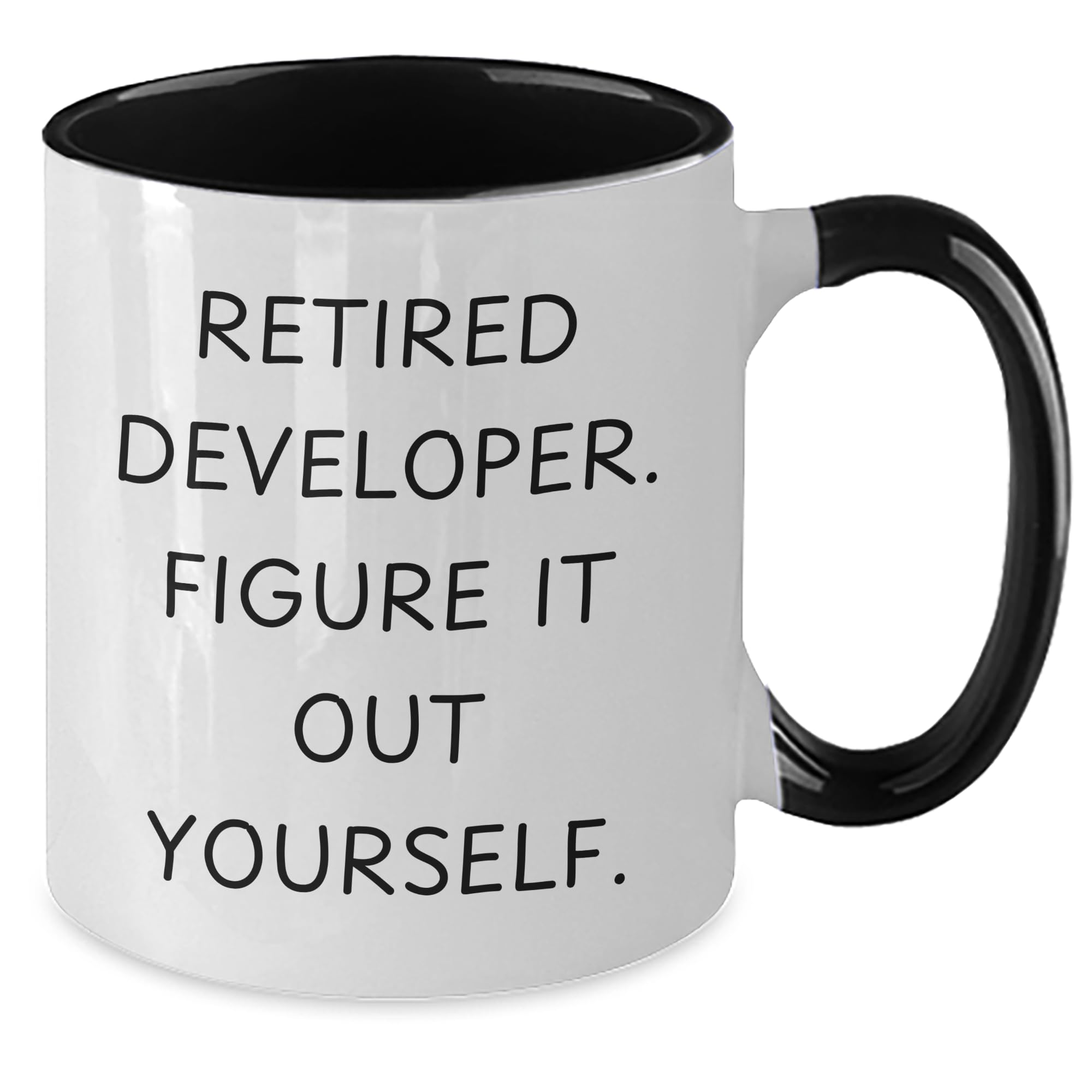 Funny Developer Gifts for Christmas - Retired Developer Figure It Out Yourself Two Tone Coffee Mug, Gifts from Friends, Gifts for Developer, Microwave and Dishwasher Safe