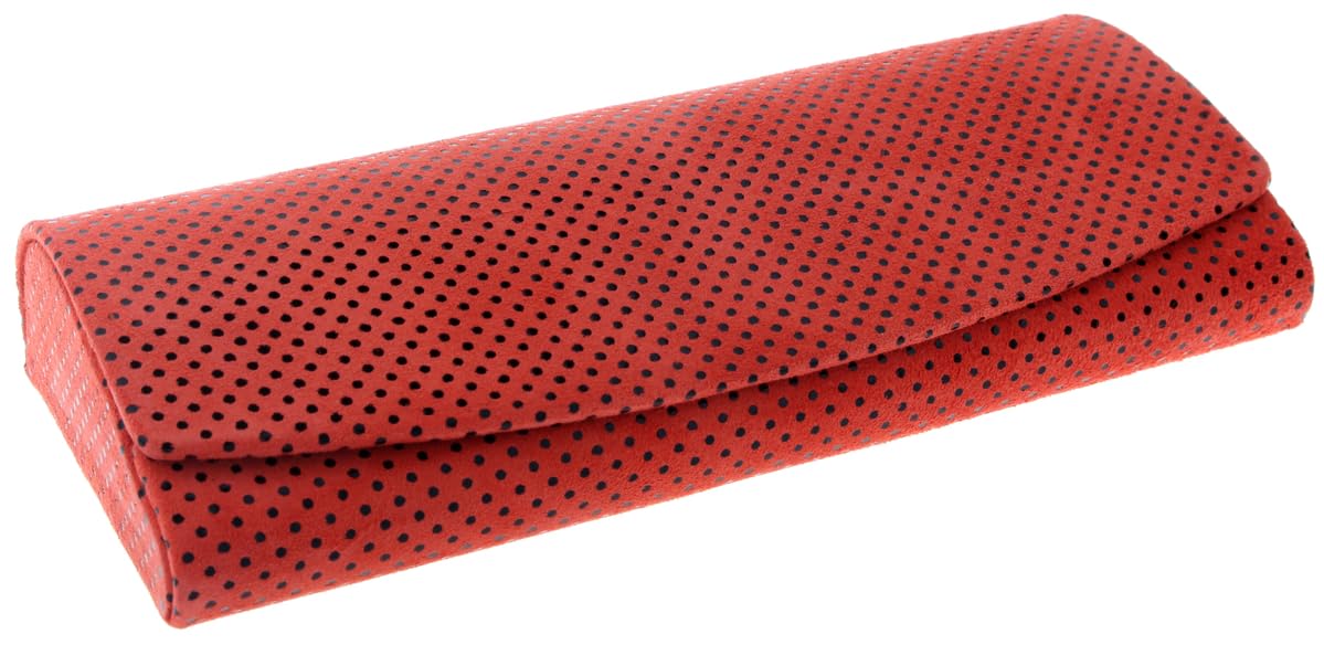 Hübsches, extra weiches Echt-Leder Brillenetui mit schickem Pünktchen-Muster Rot