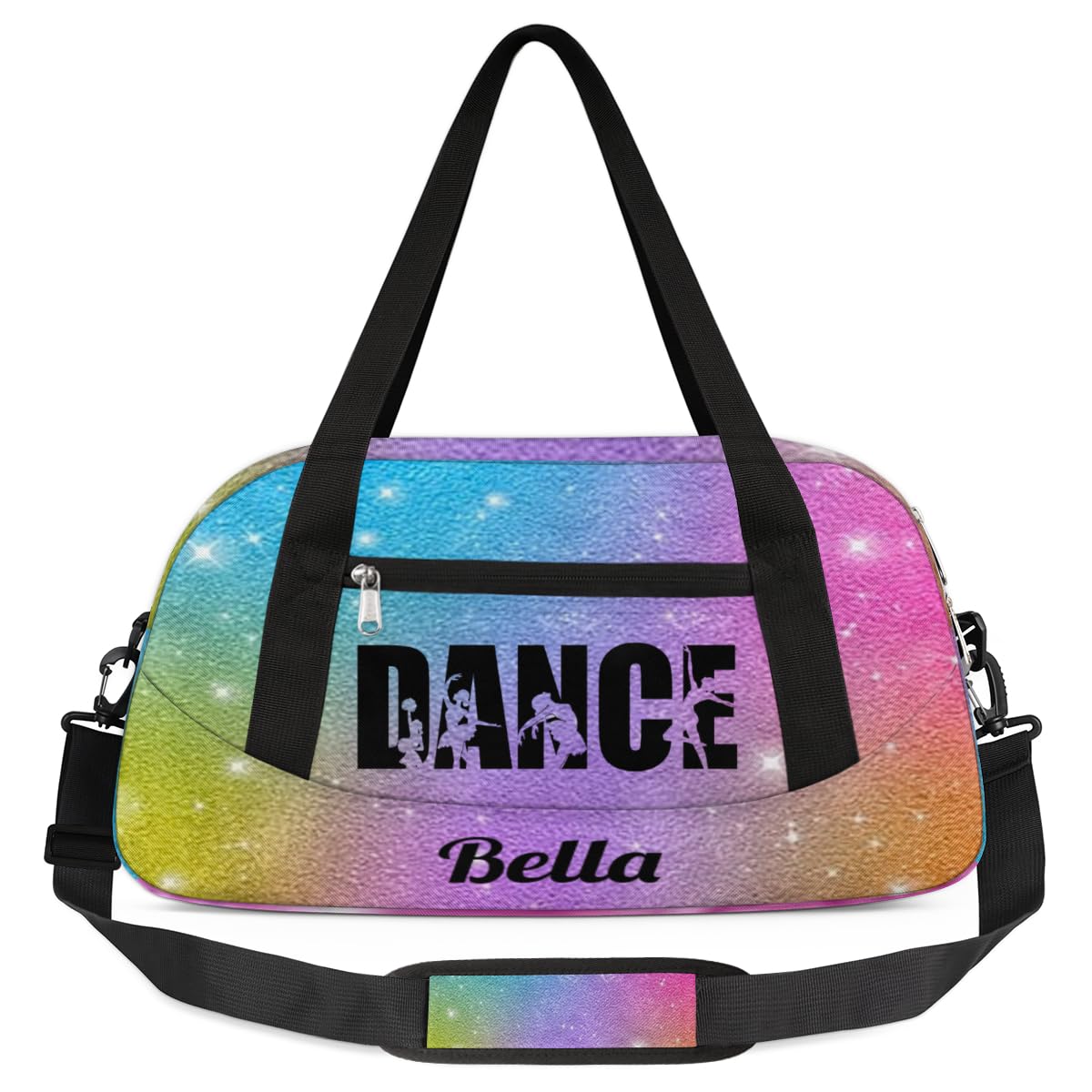 Personalized Custom Girls Dance Bag, Custom Name Sports Gym Bag Kids Duffel Bags Customized Travel Duffel Bag Overnight Weekender Sleepover Tote Bag