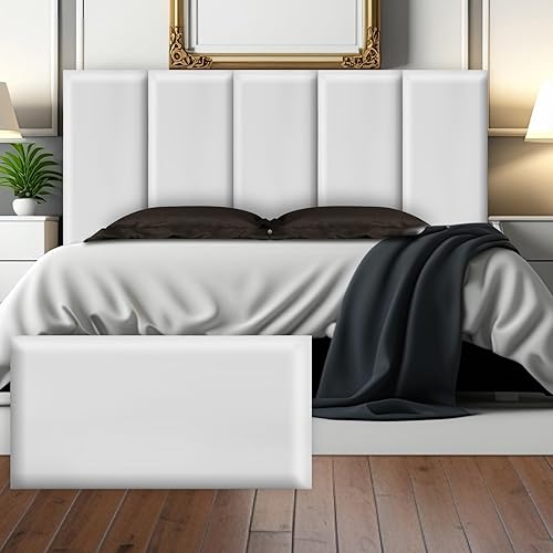 6 cabeceros para despegar y pegar, 23.6 x 11.8 pulgadas, acolchado de pared 3D anticolisión, tapizado para pared, cabecero montado en la pared para
