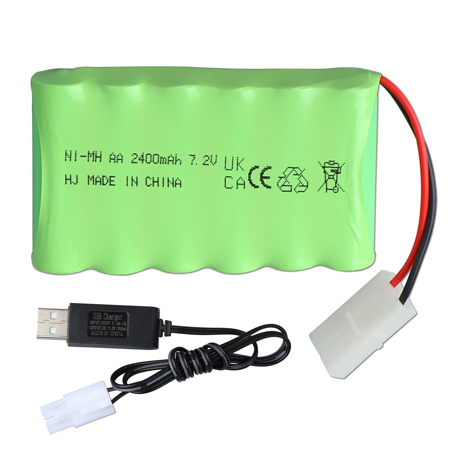 Gecoty® Batterie Rechargeable Ni-MH AA 4.8v 2400mAh, avec câble de Gecoty® Batterie Rechargeable Ni-MH AA 4.8v 2400mAh, avec câble de
