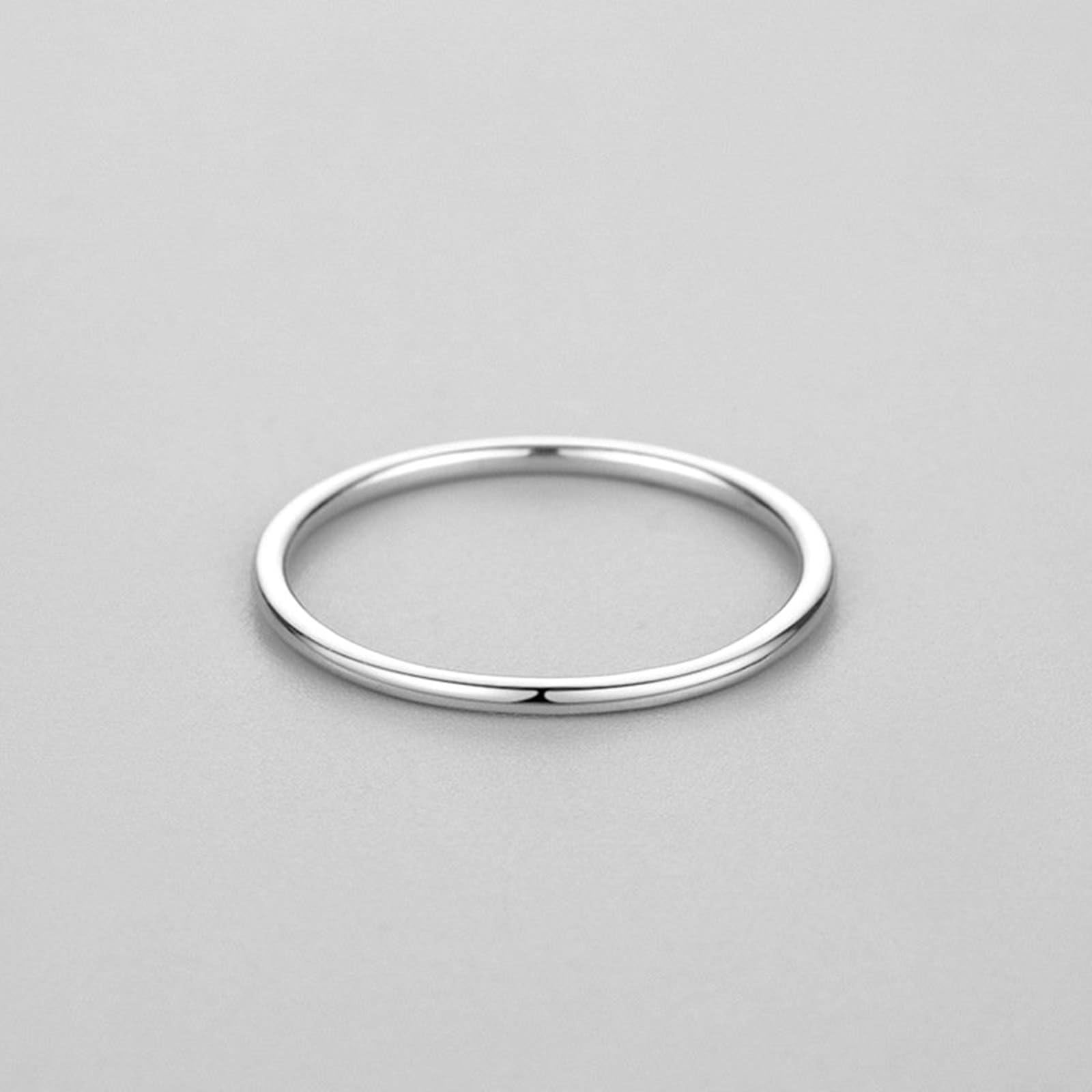 KnSam Anillo de boda de oro blanco Au 375/585/750, anillo de boda, anillo apilable, para parejas, 9 K/14 K/18 K, oro blanco, talla 47-65