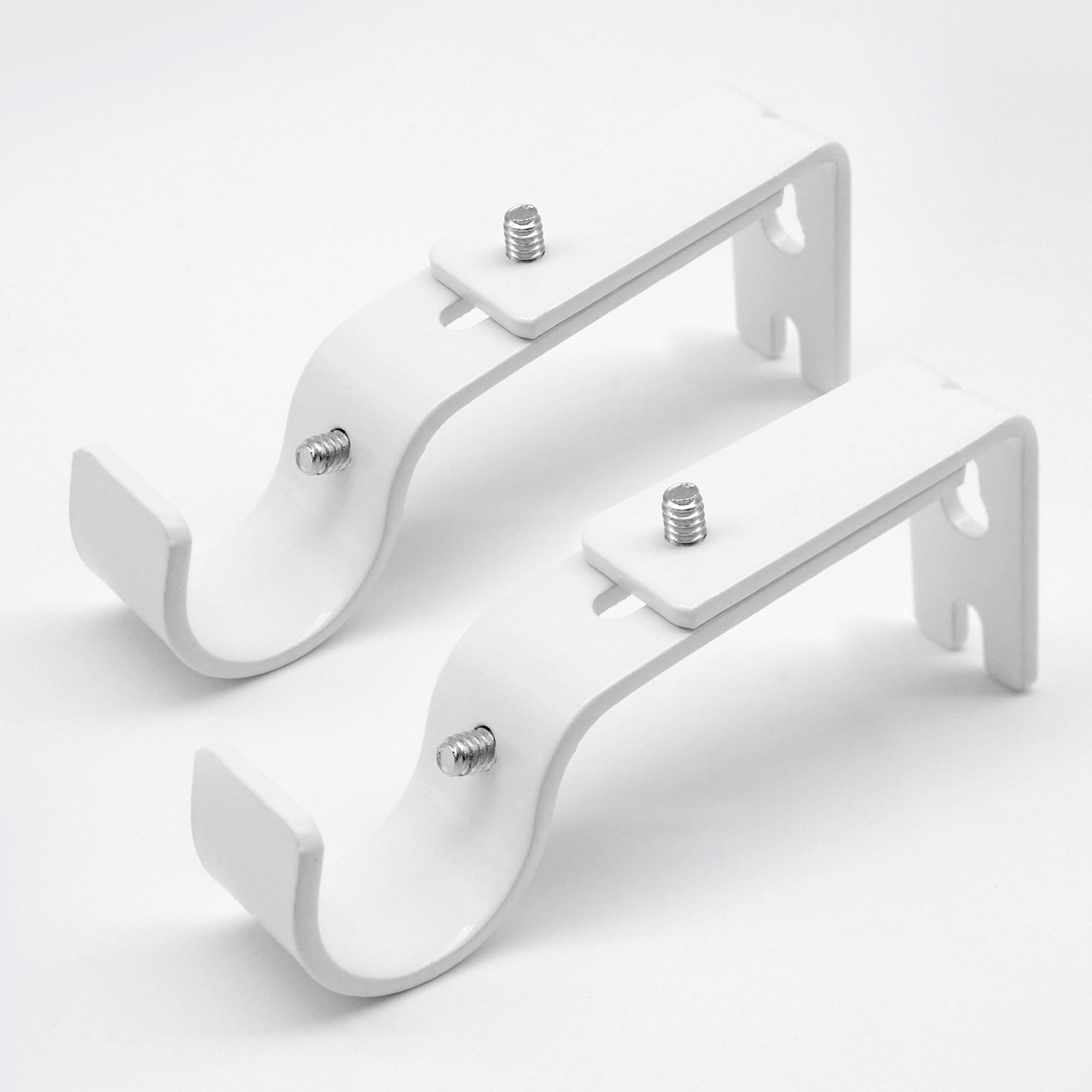 Curtain Rod Brackets Adjustable, 2 Pack Premium Rod Brackets for Wall, Curtain Rod Holder, Drapery Rod Holders Hardware Window Curtain Rod Support Hanger for 1 Inch Rod, White