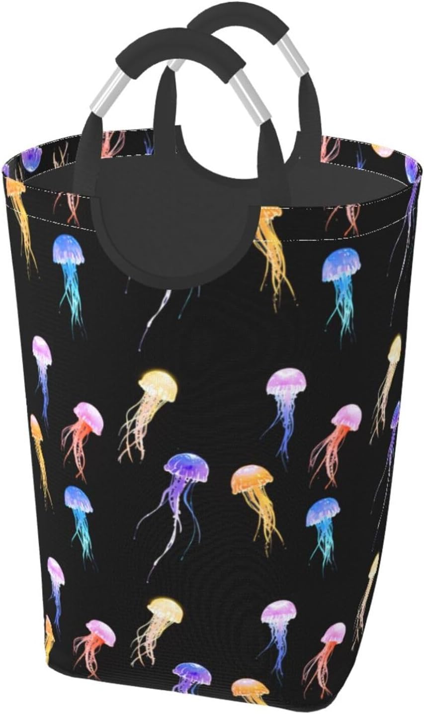 Floating jellyfish Foldable storage bag, 50L capacity, suitable for laundry room, dormitory bedroom, dirty clothes storage basket.