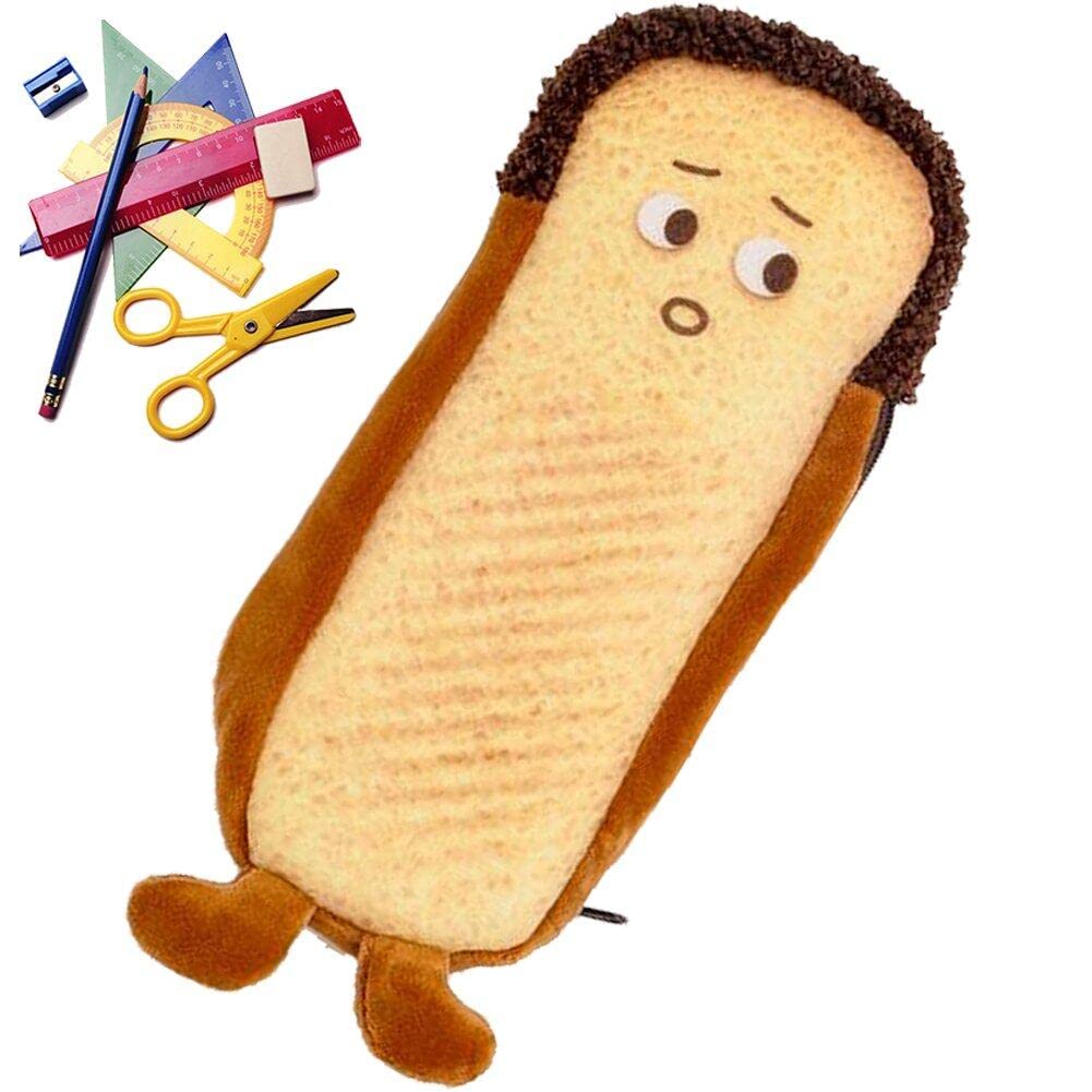 Wudaizhi Boys Style2 Funny Bread-Shaped Pencil Case | Plush Zippered Pen Pouch | Ideal For School & Office | & Girls