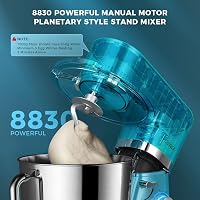 POWWA Konyhai Robotgép 6,2L 1500W 7 Sebességes Dagasztógép Habverővel Kék Színben Sütéshez Tortákhoz 4
