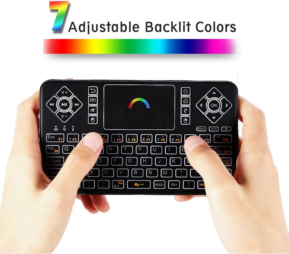 Q9 Mini Wireless Keyboard Backlit with Touchpad for Android TV Box, Smart TV, Rechargeable Kodi Remote Control
