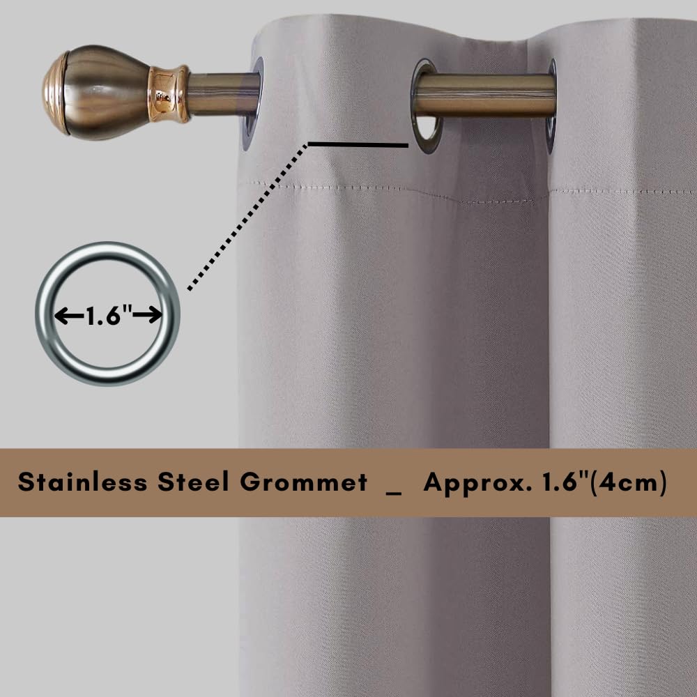 REHAN & CO Blackout Curtains for Bedroom Super Soft Thermal Insulated Black Out Eyelet Curtains with Tie Backs for Living Room Kitchen Silver (W46 x L90 Inch 2 Panels) - Image 3