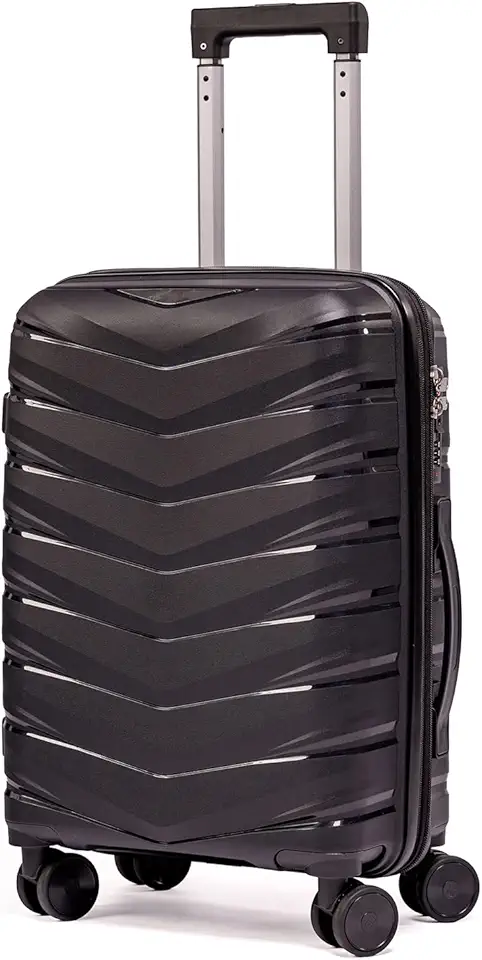 Mala De Bordo 10Kg Polipropileno Medidas 55x35x25 Padrão Anac Mala De Viagem Pequena De Mão 4 Rodas Duplas 360° Cadeado Segredo Zíper Antifurto Rígida Leve (PRETO, Pequeno)