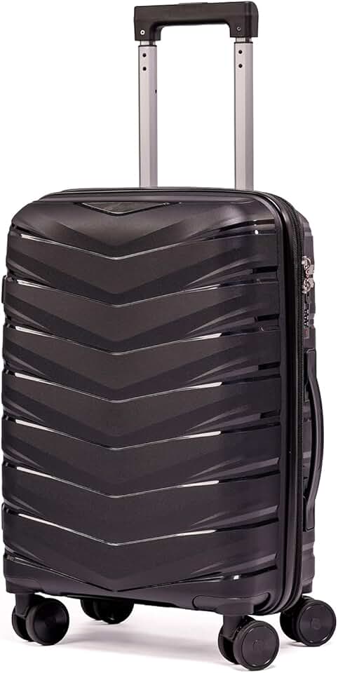 Mala De Bordo 10Kg Polipropileno Medidas 55x35x25 Padrão Anac Mala De Viagem Pequena De Mão 4 Rodas Duplas 360° Cadeado Segredo Zíper Antifurto Rígida Leve (PRETO, Pequeno)