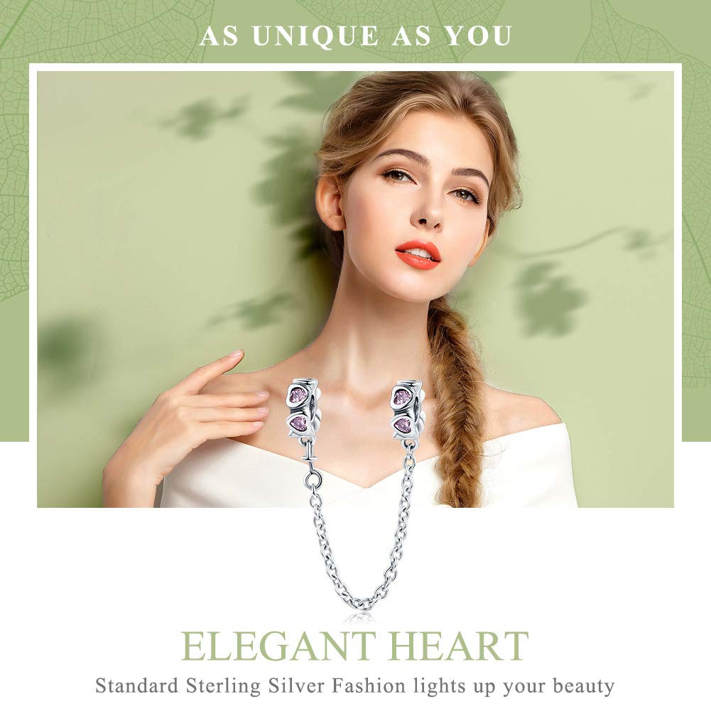 ARTCHARM Heart Safety Chain Charm - 925 Sterling Silver, Fits Pandora Bracelets & Necklaces, Cupid Arrow Design - View #11