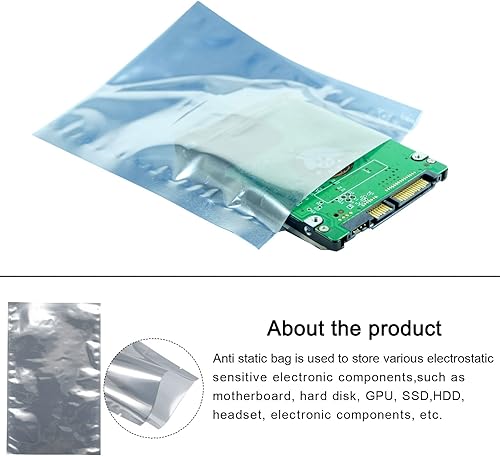 Miniatura 3 de Bolsas antiestáticas de protección ESD reutilizables, para dispositivo electrónico GPU disco duro SSD HDD placa madre - 8 x 13 pulgadas10 unidades