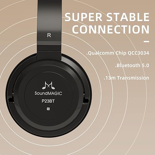 Miniatura 2 de SoundMAGIC P23BT Auriculares Bluetooth portátiles en la oreja CVC Micrófono con cancelación de ruido HiFi Conexión de señal inalámbrica estable de