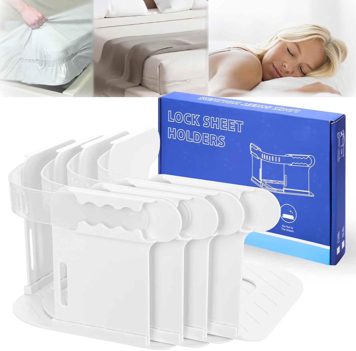 Kevim Bed Sheet Holder Straps – 4 Pack Corner Sheet Clips with Locking Strips | Strong Adjustable Mattress Fasteners Keep Sheets Tight & Secure | Easy to Use Heavy-Duty Grippers for All Bed Sizes-image-46