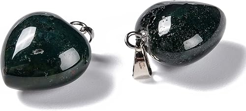 Miniatura 50 de Beadthoven - 10 dijes de piedra de corazón hinchado, piedras preciosas curativas para chakras, reiki, cuentas para hacer collares, joyas, día de San